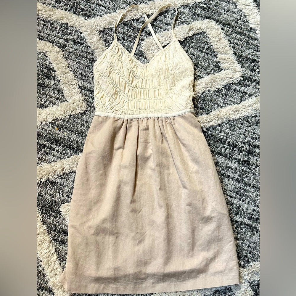 Banana Republic Cream and Tan Sundress with Pockets | 2P